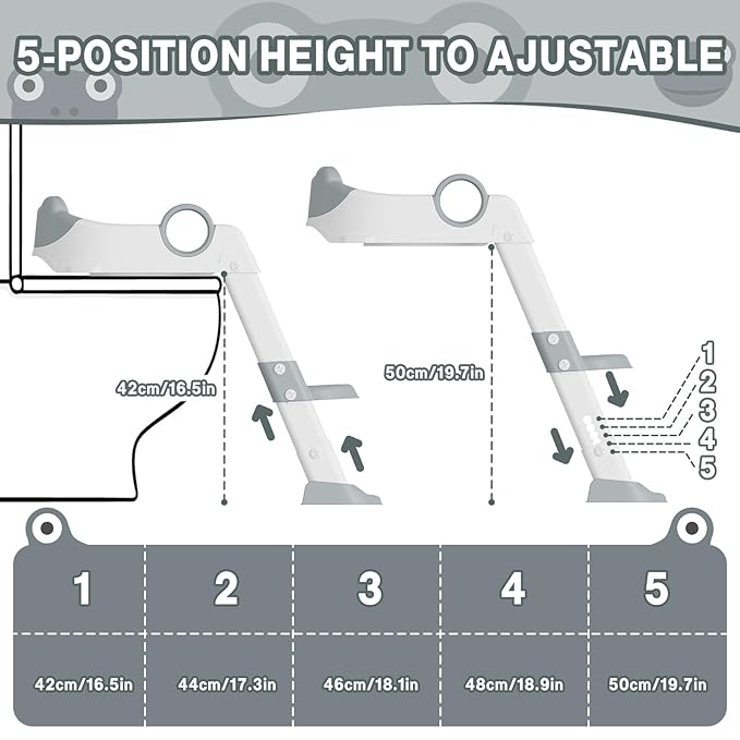 Potty Training Seat with Step Stool Ladder, Toddler Toilet Seat with PU Cushion, Adjustable 5-Level Height, Foldable Potty Training Toilet for Kids Boys Girls, Anti-Slip Pads Ladder
