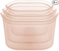 Zip Top Reusable Food Storage Bags | 3 Dish Set [Peach] | Silicone Meal Prep Container | Microwave, Dishwasher and Freezer Safe | Made in the USA