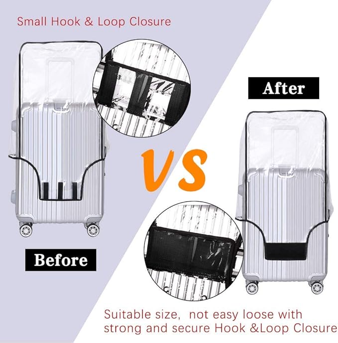 24 Inch PVC Luggage Protector Cover for TSA Approved Clear Suitcase Protector 24-25 Inch Transparent Luggage Protective Cover Case Suitable for 24"-25"