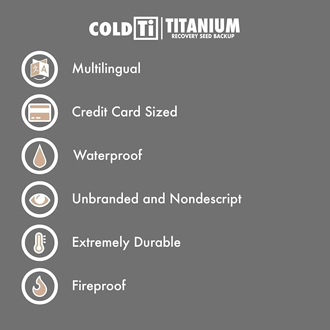 ColdTi - Titanium Bitcoin Seed Plates for Ultra-Secure Crypto Seed Phrase Storage (2 Plates, Punch Set & Seals) - Premium Seed Phrase Metal - Alphabetic Punch Set Included