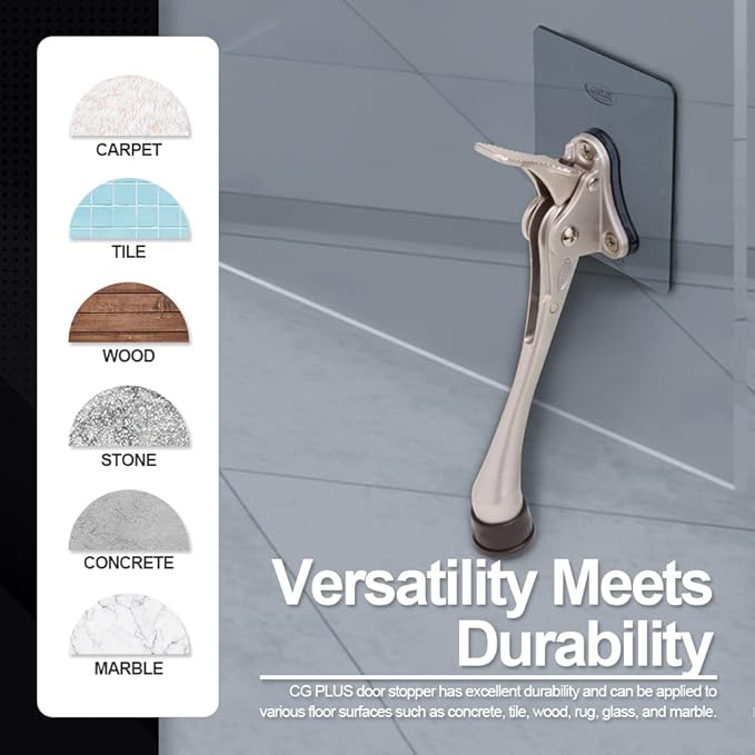 One-Touch Doorstop Adhesive Bracket (Satin Nickel, 6inch x 2pack)