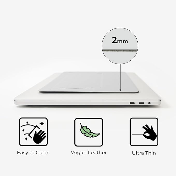 SenseAGE Laptop Stand for Desk, Office, Ergonomic Notebook Stand, Foldable & Portable Travel FlatStand, Lightweight, Anti-Slip, Compatible with MacBook Air, Pro, and Up to 15.4" Laptops (Silver)