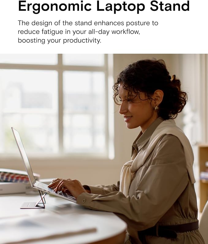 MOFT Invisible Slim Laptop Stand, Adhesive and Reusable, Adjustable Perfect Viewing Angles, Compatible with Laptops Up to 15.6", Grey