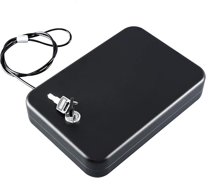 Dalmbox Gun Safe for Pistols Small Handgun Lock Box with Combination Lock Portable Travel Pistol Safe for Car, Home, Travel