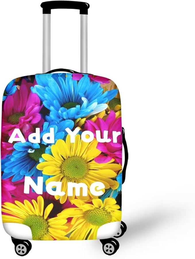 Customized Luggage Cover for Suitcase Personalized Name Suitcase Cover Fit 30-32 Inch Flower Luggage Covers Zip Closure Suitcase Cover Protector for Travel Business Anti-Scratch Baggage Cover