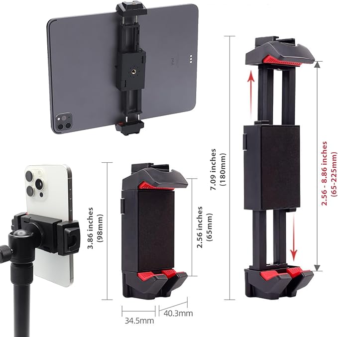 Kado Metal Portable Monitor Stand Tripod, 100x100mm 75x75mm Wall/Arm Mount Adapater Bracket Plate, 360° Ball Head and 1/4" Screw Compact for Phone, Tablet, Projector, Camera and Webcam