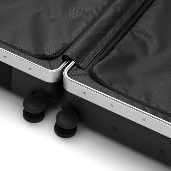 D_b_ Ramverk Pro Carry-On 21 Inch Hardside Luggage Extra Protection Aluminum Frame, Silent 360 Spinner Wheels, TSA Lock, Interior Laptop Compartment and Two Zipper Dividers - Silver Frame/Black