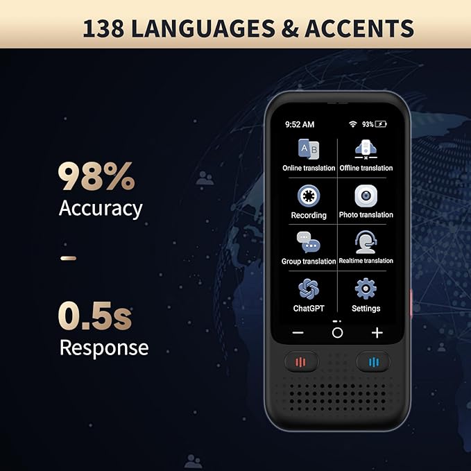 Language Translator Device No WiFi Needed, Upgraded Ai ChatGpt Translator with 150+ Languages, Offline/Photo/Real Time Translation Device for Travel Business Learning