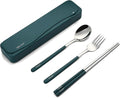 DEVICO Travel Utensils, 18/8 Stainless Steel Portable Reusable Camping Silverware Cutlery Flatware Set, 4-Piece Include Fork Spoon Chopsticks with Case (Dark Green)