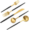 Matte Black Gold Silverware Set, 40-Piece Stainless Steel Flatware Set, Satin Finish tableware Cutlery Set, Service for 8, Home and Restaurant, Dishwasher Safe…