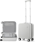 mixi Underseat Carry on Luggage 16 Inch Hardshell PC Suitcase with Spinner Wheels TSA Lock for Travel, Smoke White