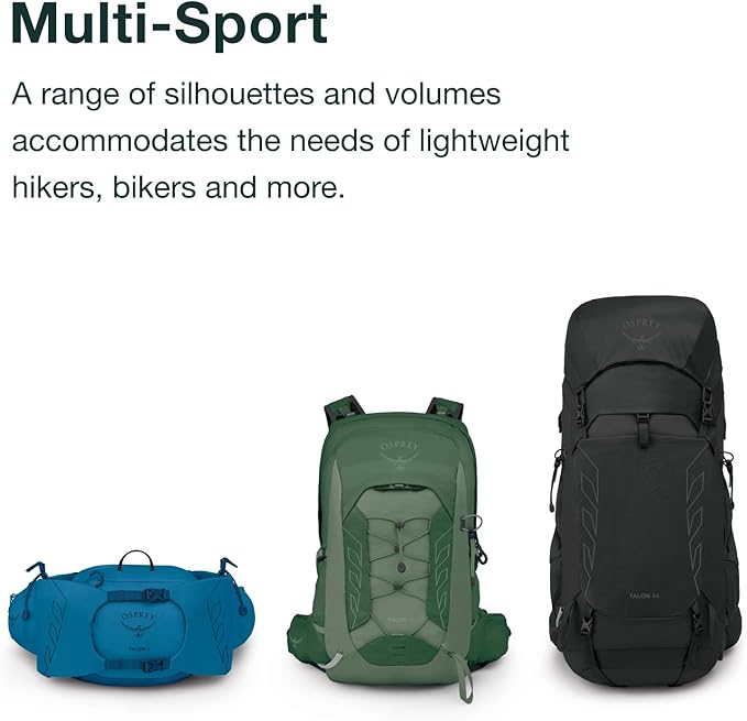 Osprey Talon 11L Men's Lightweight Hiking Backpack with Hipbelt, Black/Coal Grey