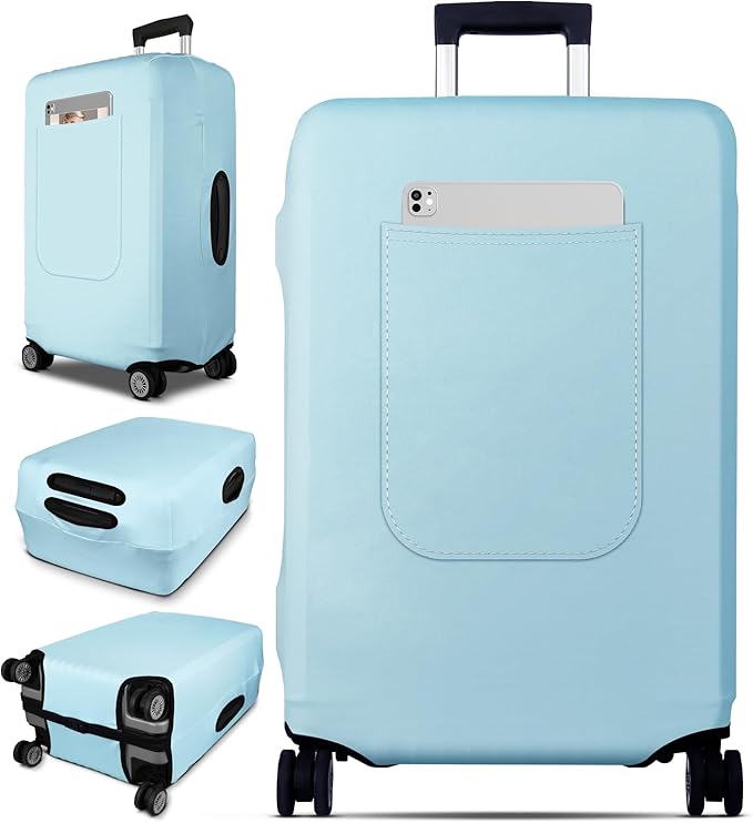 Slohif Luggage Cover for Suitcase Tsa Approved Protector - Luggage Sleeve Suit Case Cover Travel Stretch Large Baggage Case Protective Washable Fit 29-30 Inch Light Blue