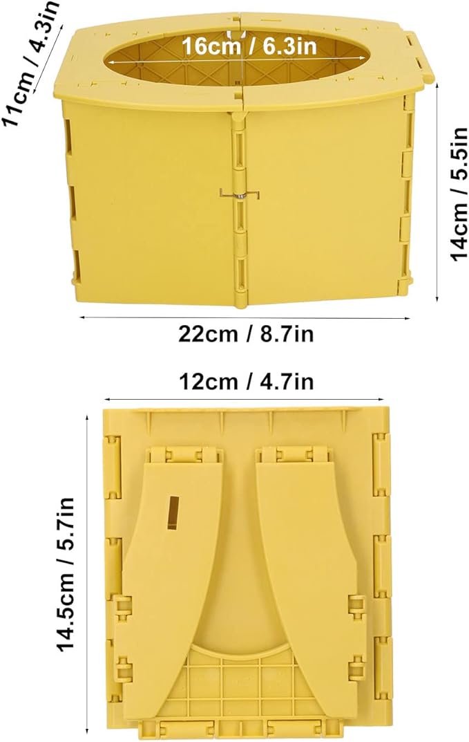 Portable Potty for Toddler Travel, Foldable Toddler Toilet Seat Travel Potty Training Toilet for Boys Girls, Mobile Folding Toilet for Car, Camping, Tourism, Outdoor, Indoor (Yellow)
