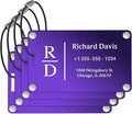 Luggage Tags for Suitcases 4 Pack: Personalized Luggage Tags for Backpacks & Bags Tags with Coustomizable Texts (Purple)