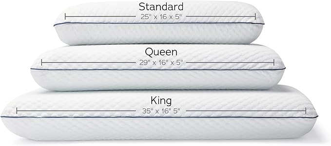 WEEKENDER Gel King Size-1-Pack-Medium Plush Feel-Neck and Shoulder Support-Side, Stomach, and Back Sleepers-Home, Hotel, & Hospital Essentials-CertiPur Certified Memory Foam Pillow, Blue