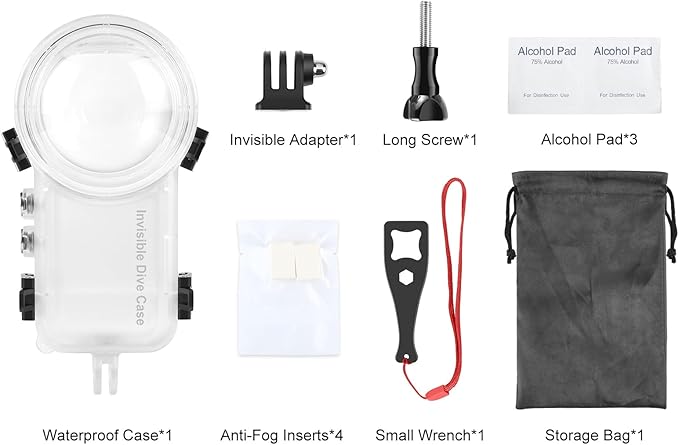 Invisible Dive Case for Insta360 X4, FotStdio Insta 360 X4 Waterproof Case 50m/164ft Underwater Diving Housing Cover Protective Sealed Shell Photography Housings Action Camera Accessories