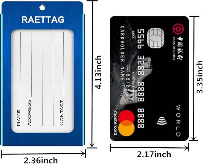 Luggage Tags Metal Suitcase Tags Travel Bag ID Identifier Luggage Tag (2Pack - Blue)