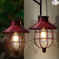 2 Pack Solar Lanterns Outdoor Waterproof Hanging Solar Lights with Vintage Metal Warm White Light Edison Bulb Design, Decorate for Garden Yard Porch and Christmas (Red)