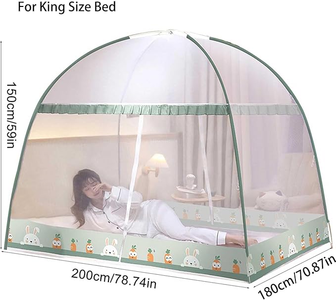 Pop-Up Mosquito Net Tent for Beds Portable Folding Canopy with Net Bottom, Fits Twin to King Size 79x71x59inch, Easy Install Wash for Baby Adults, Indoor Outdoor Use (Navy Blue-King Bed)