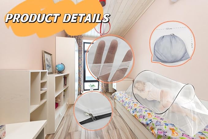 SuperDen Pop Up Mosquito Net Tent for Bed, Camping, Travel, Patio, Outdoor (2 PCS)