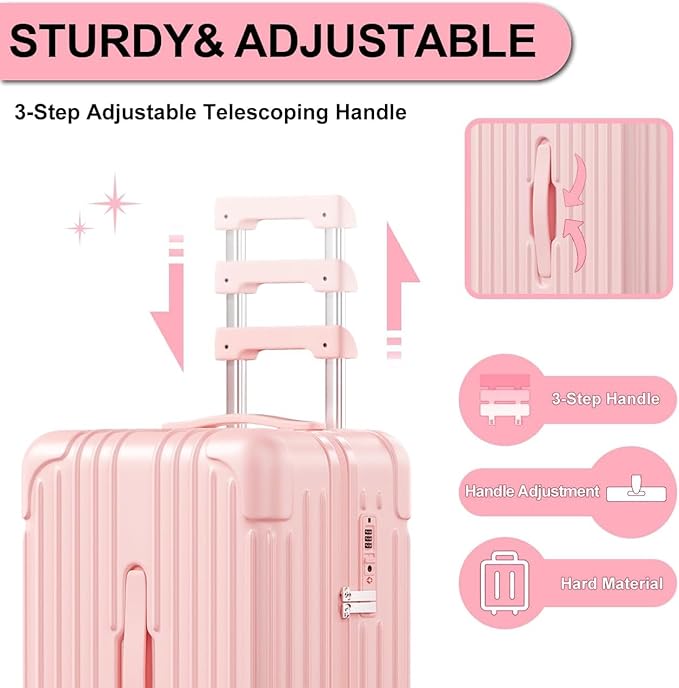 Krute Luggage Sets 2 Piece Suitcase with Spinner Wheels PC+ABS Hardside Suitcases Charging Port TSA Lock Carry On Luggage with Cup Holder 20+28 Inch