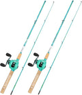 Sougayilang Fishing Rod and Reel Combo, 2-Piece 5-Foot 6-Inch Graphite & Fiberglass Rod, Durable and Strong, Quickset Anti-Reverse Fishing Reel (1Pack/2Pack)
