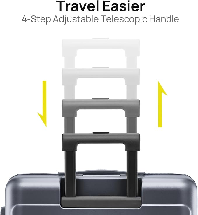 Carry on Luggage 22 X 14 X 9 Airline Approved, 20 Inch Luggage for 3-5 Days Travel, Double Spinner Wheels, 100% Hardshell PC, TSA Lock (02-Grey (Basic), Checked 28-Inch)