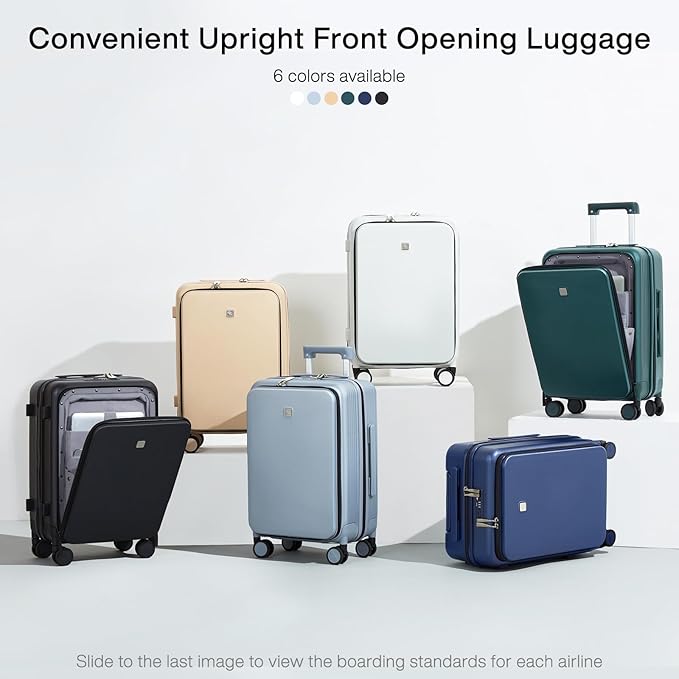 Hanke Grace Expandable Carry On Luggage with Wheels Airline Approved Hard Shell Suitcases with Front Pocket，Top Opening Luggage with TSA Lock for Short Business Travel, Cuban Sand.