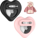 DDJ for AirTag Holder for Kids (2 Pack), Hidden Silicone Case for AirTag GPS Tracker for Kids with Invisible Pin, Anti Lost, Elderly, Luggage, Clothing, Backpack, Family Travel (Black,Pink)