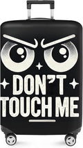 ANNA QUEEN Funny “Don’t Touch Me” Luggage Cover, Bold Black Suitcase Protector with Angry Eyes Design, Stretchable, Washable Travel Cover for 24-26 Inch Luggage
