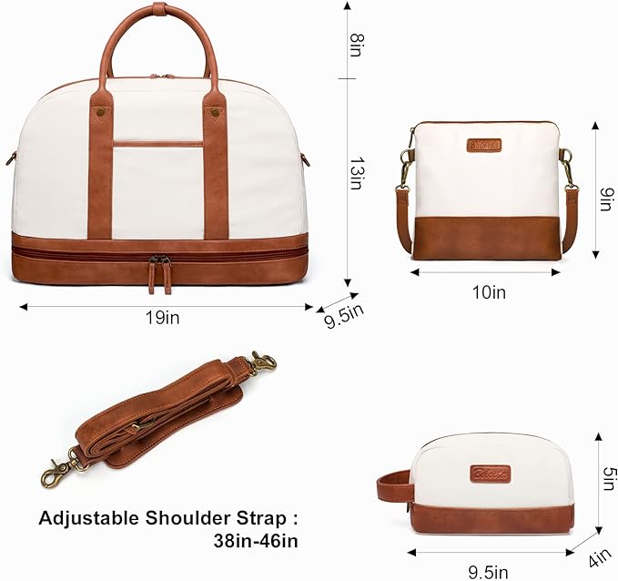 Weekender Bag for Women Canvas Overnight Bag Large Travel Tote Bag Carry on Shoulder Duffle Bag With Shoe Compartment,Perfect for Travel/Daily Use/Birthday Gift …