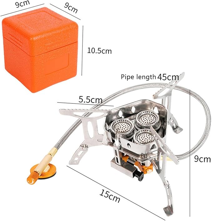 Windproof Camping Stove, Portable Camping Stove with Piezo Ignition, Collapsible Design with Carrying Casefor Outdoor Hiking, Backpacking, Picnic & Emergency Cooking (9900W)