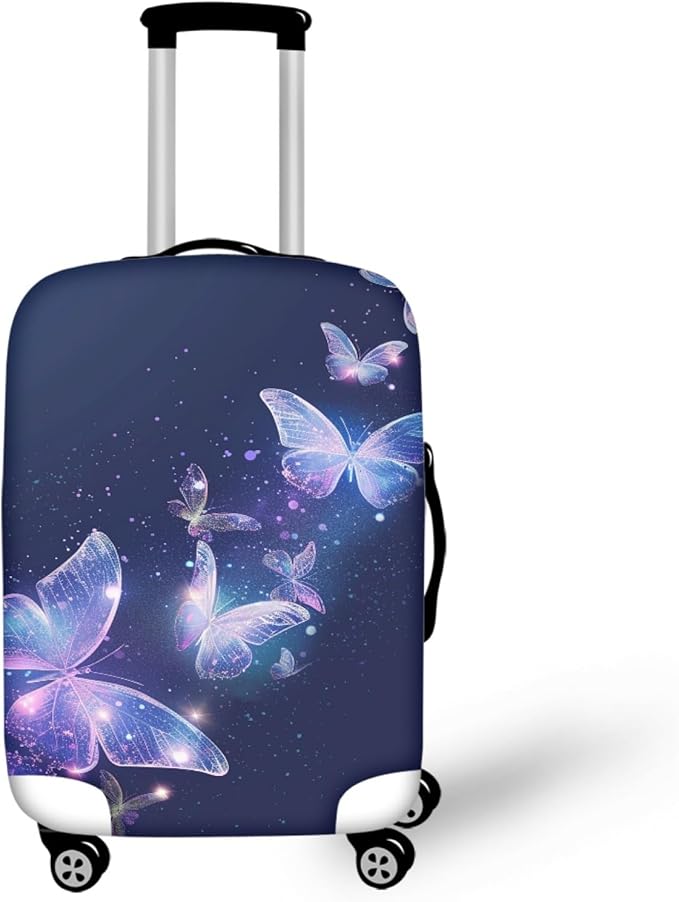 Travel Luggage Cover Anti-scratch Baggage Suitcase Protector Fits 18-21 Inch Luggage, Purple Crystal Butterfly