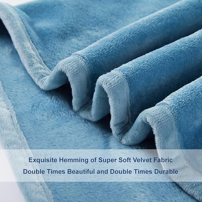 Surii Home Luxury Microfiber Flannel Blanket, Super Soft, Warm, Cozy, Fluffy, and Breathable, Perfect Throws for Bed, Couch, Sofa, for All Season Use. 350GSM Queen Size 90x90 Inches(Sky Blue)