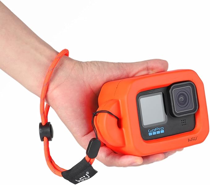 HSU Floaty Case for GoPro Hero 13/12/ 11/10/ 9 Black, Floating Case with Long Screw and Adhesive Anchors for Snorkeling, Surfing, Wakeboarding, GoPro Hero Accessories