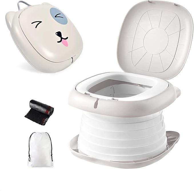 Portable Potty Seat For Toddler Travel, Travel Potty Seat For Toddler with Carry Handle, Portable Toilet For Kids Girls and Boys, Car Potty For Toddler (Grey)