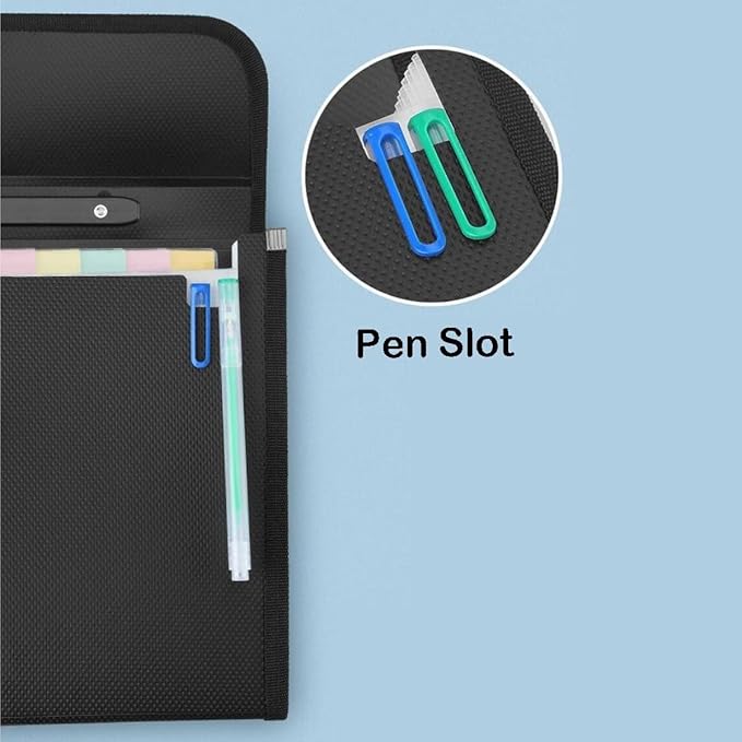 12 Pockets Letter Size/A4 Accordion File Organizer with Handle, TRANBO Expanding File Folder, Portable Paper Organizer, Expandable Plastic Document Organizer for Travel School Office - Black