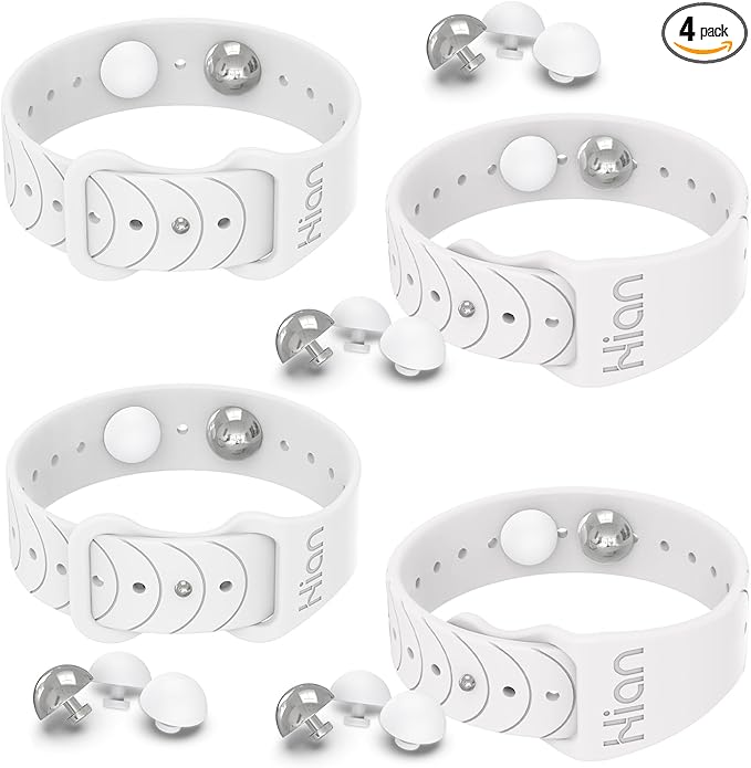 Hion Motion Sickness Bracelets Sea Sickness Wristbands for Motion Sickness/Morning Sickness/Pregnancy Nausea Anti Nausea Bands Acupressure Wristband Motion Sickness Bands（2Pairs White