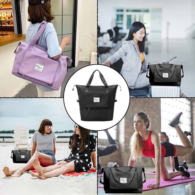 Large Capacity Foldable Travel Bag Expandable Portable Carry on Bag Dry&Wet Separation Sports Duffel Bags