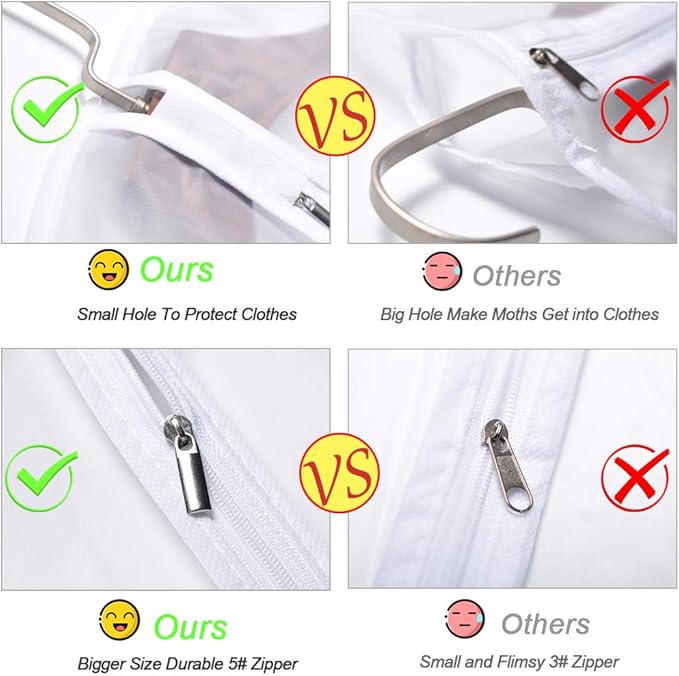 Suit Bags for Closet Storage Garment Bag 24''X40'' Clear Garment Bags for Hanging Clothes (Set of 6) Plastic Waterproof Suit Cover Bag with Zipper for Coats, Jackets, Shirts