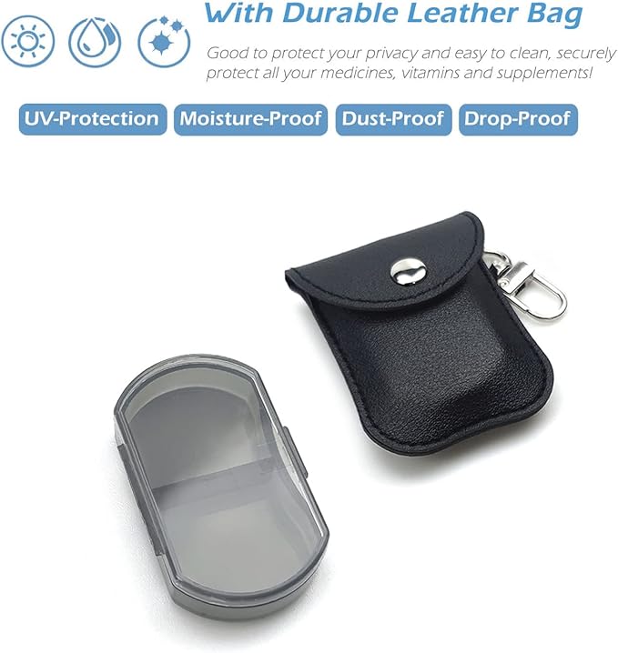 VOFOON 3 Pack Small Pill Organizer, Travel Pill Box for Purse, Keychain Pill Holder, Pocket Pill Container, 2 Times a Day Daily Portable Medicine Vitamin Case, Fish Oil Box, Supplement Box