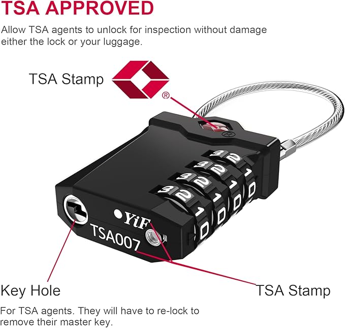 ZHEGE Travel Locks TSA Approved, 4 Digit Cable Luggage Locks with Inspection Indicator for Suitcase, Backpack, Cabinet, Toolbox, Gym & School Locker (2 Pack, Pink)