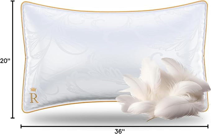 Royal Therapy Pillows King Size Set of 2, Down Alternative Bed Pillows, Adjustable King Size, Jacquard Cotton, for All Sleepers, Side Sleeper Pillow, 2 Pack