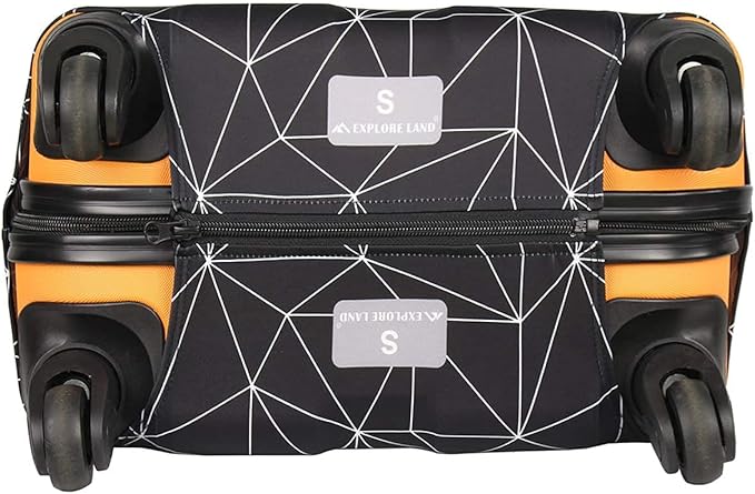Explore Land Travel Luggage Cover Suitcase Protector Fits 23-26 Inch Case (Black Polygonal, M)
