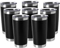 HASLE OUTFITTERS 20oz Tumblers Bulk Stainless Steel Cup with Lid Double Wall Vacuum Insulated Coffee Mug for Cold & Hot Drinks 8 Pack, Black