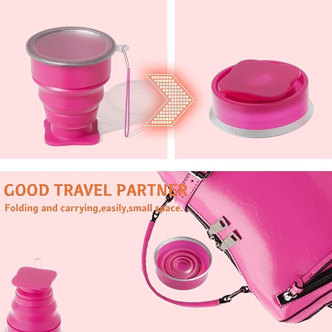 Collapsible Cup - Silicone Foldable Cup-Expandable Folding Drinking Cup -Reusable Portable Mugs Cup For Travel, Camping, Hiking, Survival, Car, Picnic, Beach, Holiday Vacation, Outdoor Sports