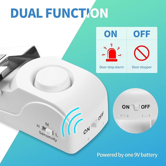 Door Stop Alarm, Door Stopper with 120DB Security Alarm, Floor Wedge Doorstop for Travel Apartment Home House (Pack of 1)