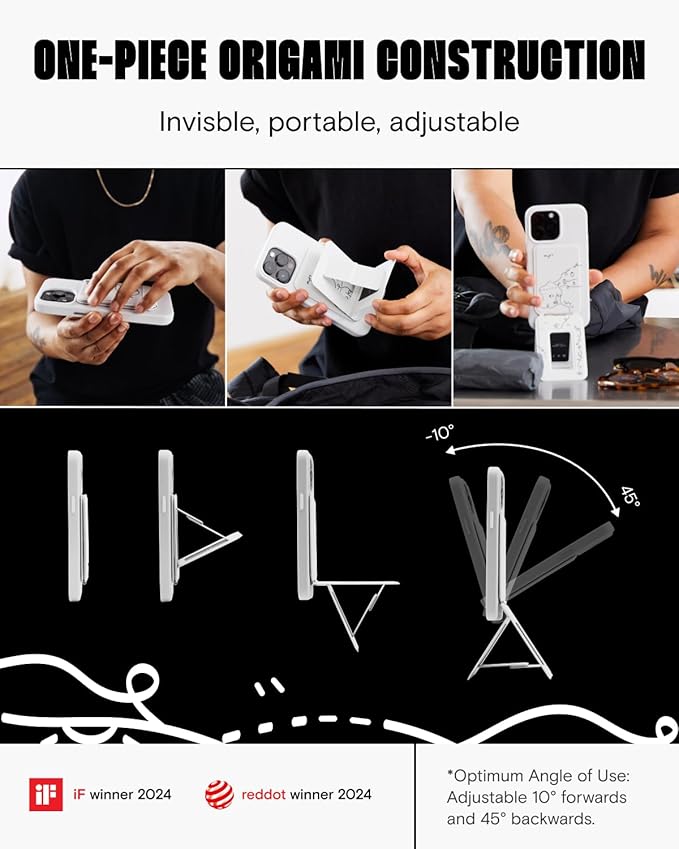 MOFT x Shantell Martin Phone Tripod Wallet for iPhone, Mulit-Angles, Lightweight & Portable Phone Stand, MOVAS Vegan Leather Phone Wallet, Strong Magnets, NFC Card Holder, Misty Cove (with Card Slot)