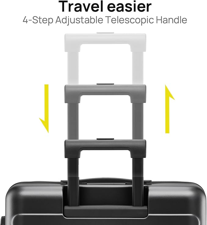 Carry On Suitcase, 20 Inch Carry-On Luggage with Double Spinner Wheels, Dry Wet Separate Design, PC Hard Case Suitcase, Lightweight Travel Luggage, TSA Approved (Black, Danube)